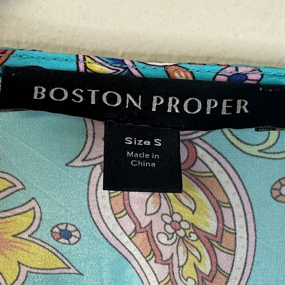 NWT Boston Proper Beach Turquoise Paisley Embellished Printed Wrap Dress Size S - Picture 4 of 10